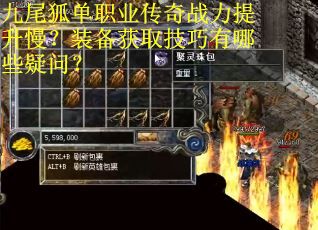 九尾狐单职业传奇战力提升慢？装备获取技巧有哪些疑问？