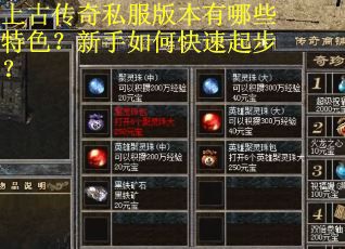 上古传奇私服版本有哪些特色？新手如何快速起步？